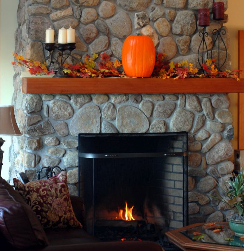 Lake house fireplace