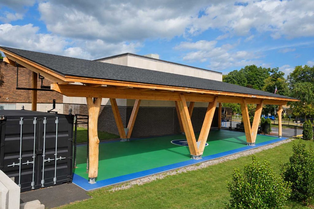 Timber Frame Commercial Pavilion made from Douglas Fir for YMCA