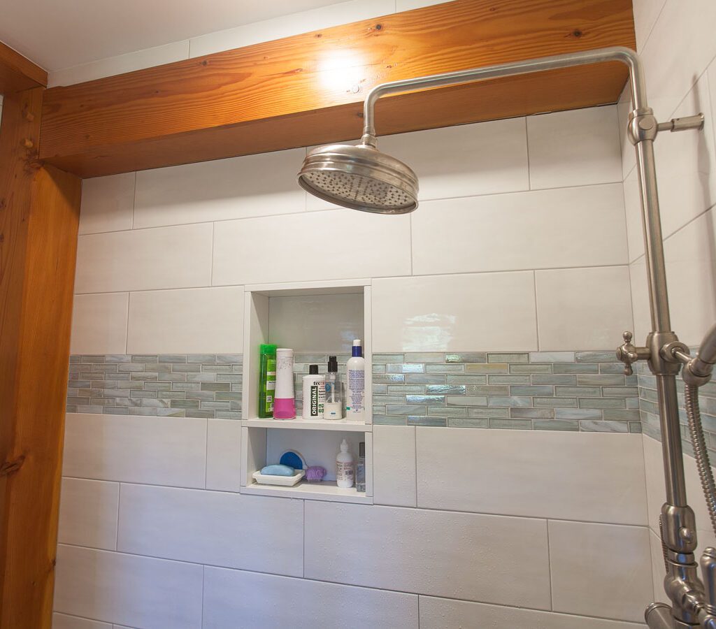 Shower timber accents