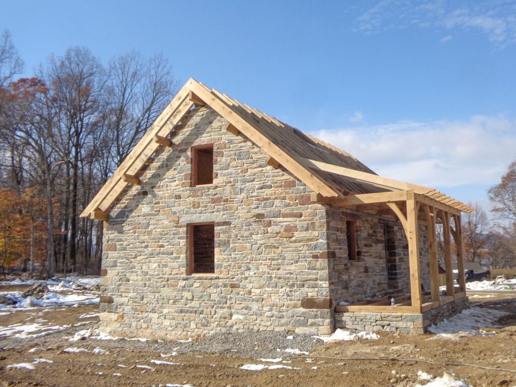 Stone house with timber porch