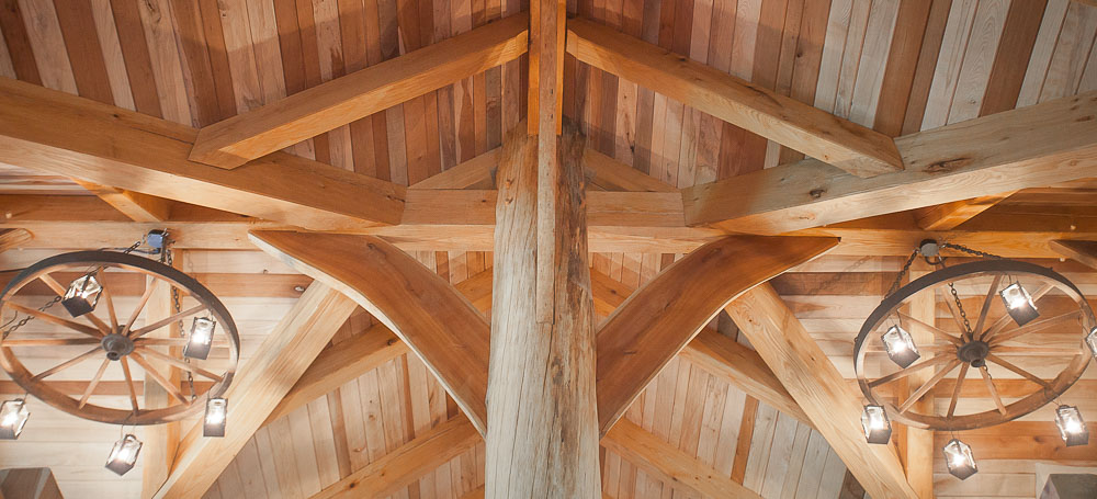 Round natural tree center post