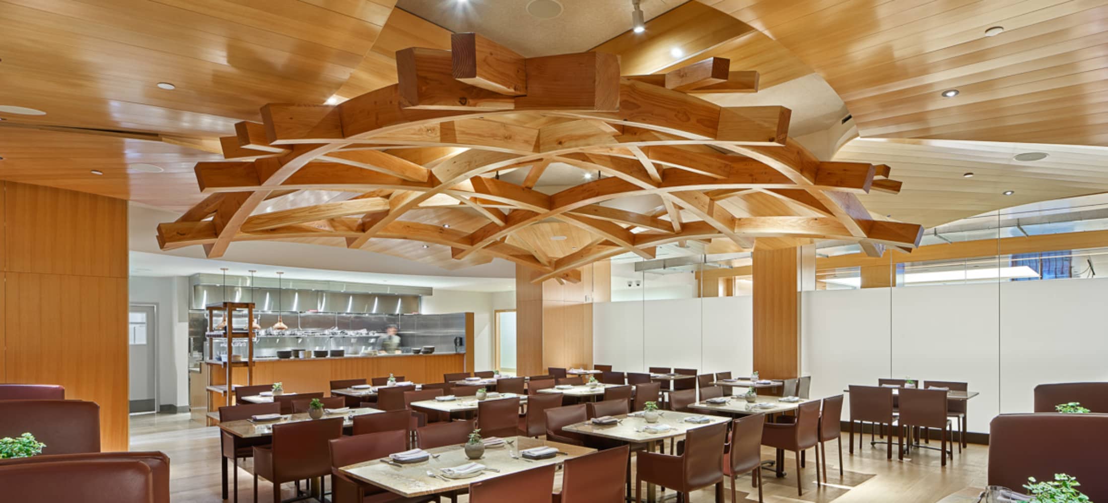 Timber birds nest hanging in restaurant in philadelphia