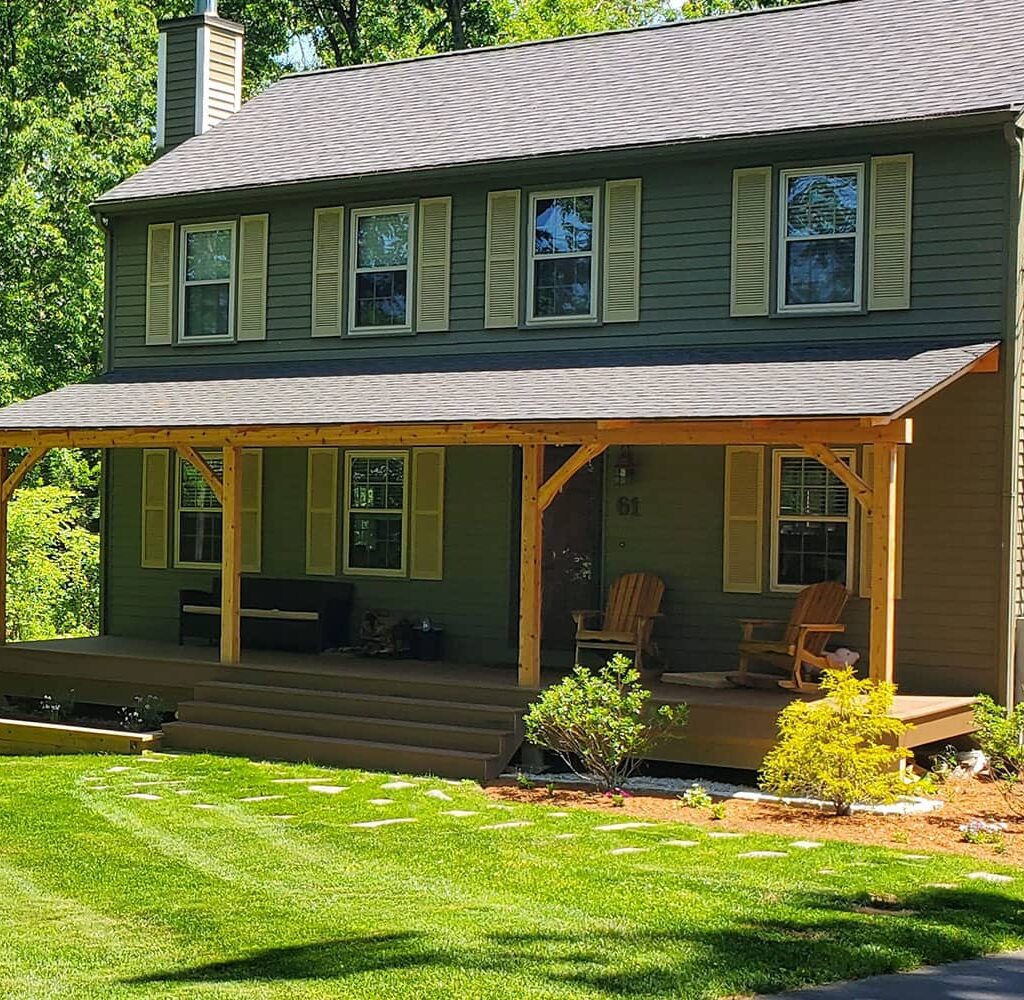 douglas fir timber frame entry porch exterior