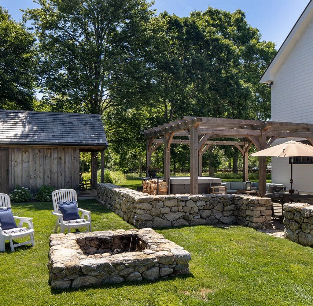 Outdoor living with timber frame pergola