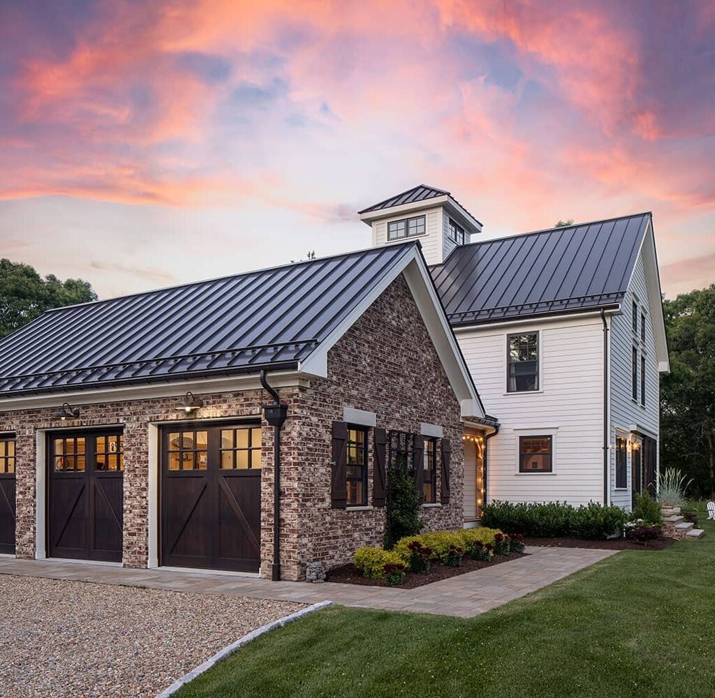 Sunset over timber frame home