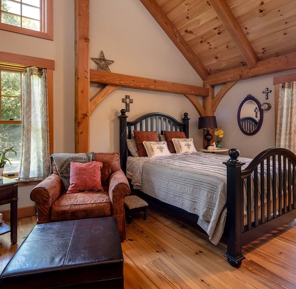 Timber frame master bedroom