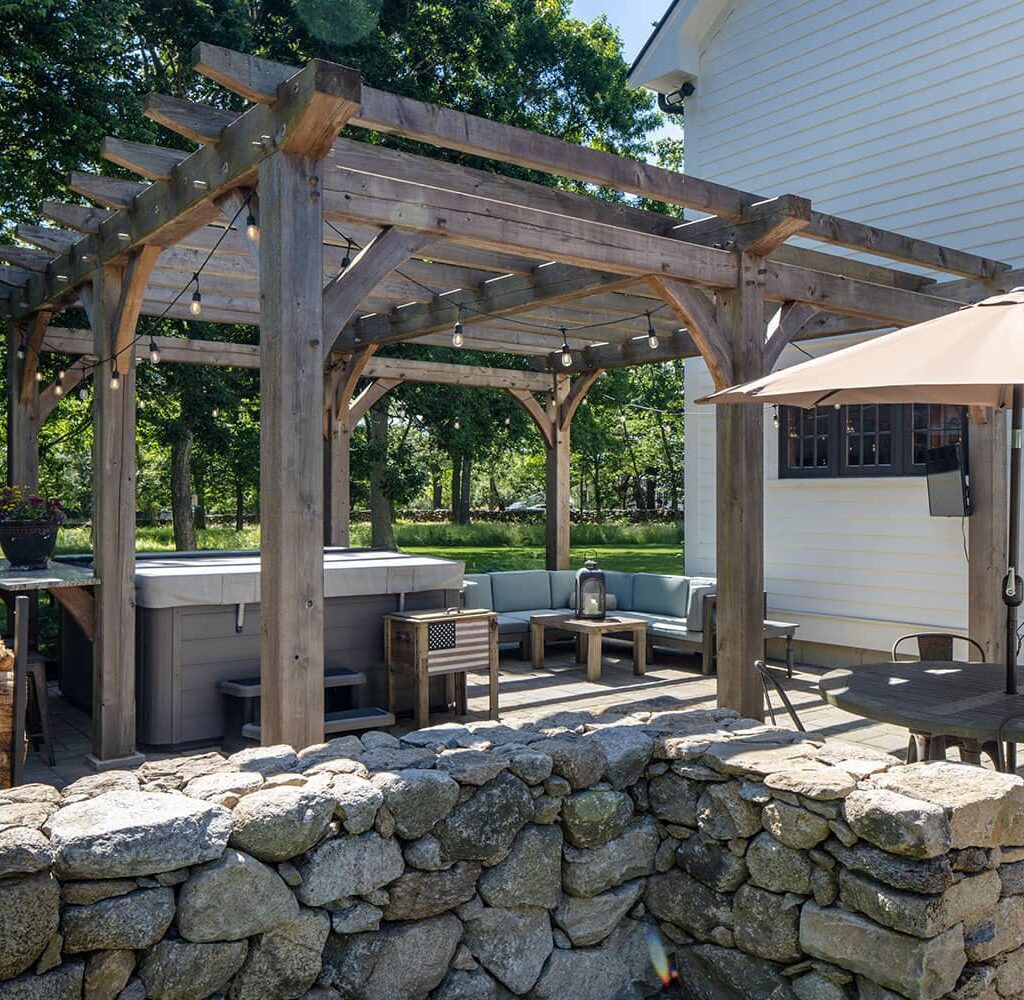 Western red cedar timber frame pergola
