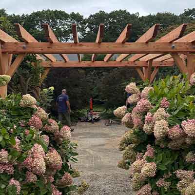 douglas fir pergola at the American Heritage Museum in Stow